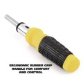 Screwdrivers | Great Neck 92018 34-Piece 8 in. Long Handle Hex/Phillips/Slotted/Star Bits Metric/SAE Sockets Ratcheting Screw/Nut Driver Set - Yellow/Black Handle image number 6