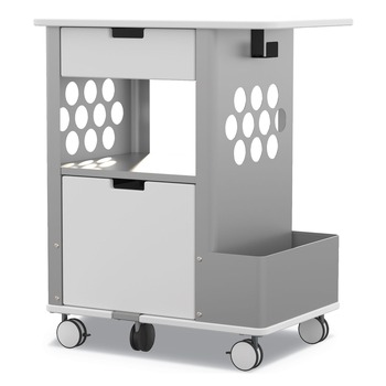 Safco 28 in. x 20 in. x 33.5 in. 2 Shelves 2 Drawers 1 Bin 150 lbs. Capacity Metal Mobile Storage Cart - White