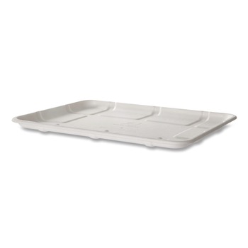 Eco-Products EP-MP8SNFA 10.52 in. x 8.5 in. x 0.5 in. Sugarcane Fiber Meat and Produce Food Trays - White (300/Carton)