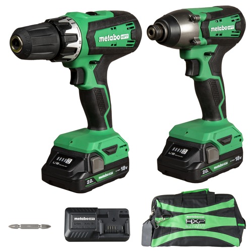 Combo Kits | Metabo HPT KC18DFXM 18V MultiVolt Brushed Lithium-Ion 1/2 in. Cordless Hammer Drill and 1/4 in. Impact Driver Combo Kit (2 Ah) image number 0