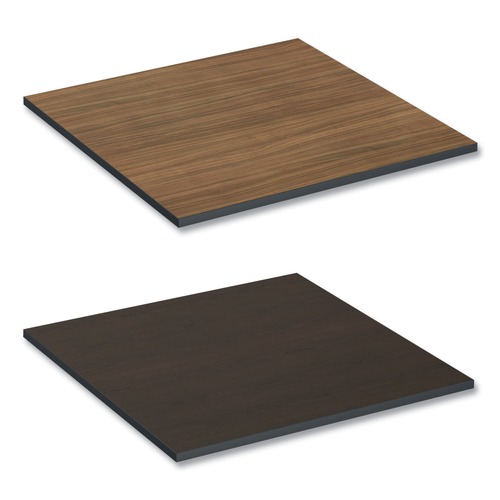 Office Desks & Workstations | Alera ALETTSQ36EW 35.38 in. x 35.38 in. Square Reversible Laminate Table Top - Espresso/Walnut image number 0
