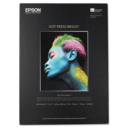 Art & Craft Paper | Epson S042330 13 in. x 19 in. 17 mil Hot Press Bright Fine Art Paper - Smooth Matte White image number 0