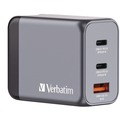 Office Electronics & Batteries | Verbatim 32201 65 Watts 3-Port GaN Wall Charger - Black/Gray image number 0