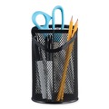 Office Jansan | Universal UNV20019 4.13 in. Diameter x 6 in. Height 3-Compartment Metal Mesh Pencil Cup - Black image number 4