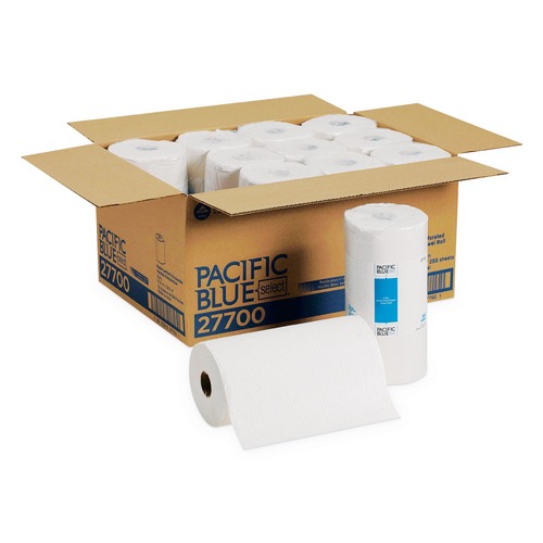 Cleaning & Janitorial Supplies | Georgia Pacific Professional 27700 11 in. x 8.8 in. 2-Ply Pacific Blue Select Perforated Kitchen Paper Towel Roll  - White (12 Rolls/Carton) image number 0