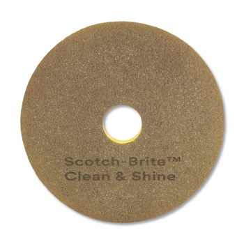 Scotch-Brite 17 in. Diameter Clean and Shine Pad - Brown/Yellow (5/Carton)