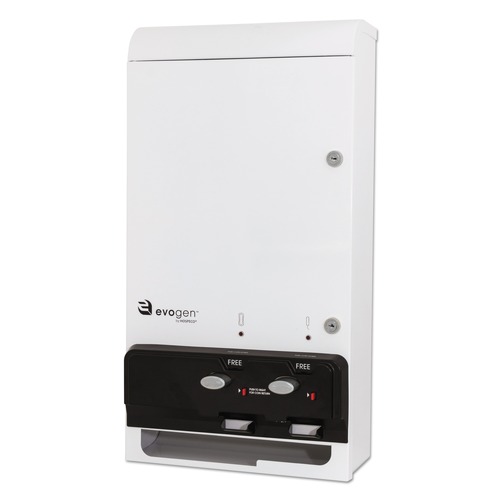 Cleaning & Janitorial Supplies | HOSPECO EV1-FREE Evogen 14 in. x 7.75 in. x 26.25 in. Metal Feminine Hygiene Dispenser - White/Black image number 0
