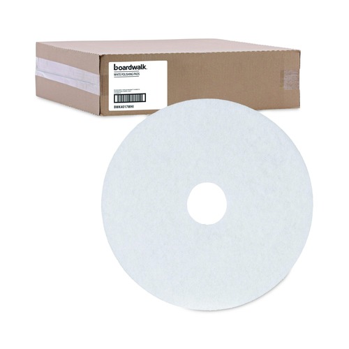 Cleaning Cloths | Boardwalk BWK4017WHI 17 in. Diameter Polishing Floor Pads - White (5/Carton) image number 0
