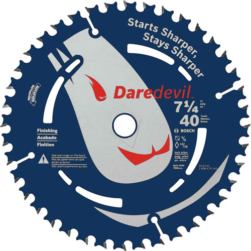 Circular Saw Blades | Bosch DCB740 Daredevil 7-1/4 in. 40 Tooth Fine Finish Circular Saw Blade image number 0
