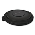 Trash Cans | Rubbermaid Commercial 1867532 BRUTE 22.25 in. Diameter Self-Draining Flat Top Lids for 32 Gallon Round BRUTE Containers - Black image number 0
