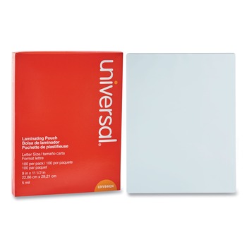 Universal 9 in. x 11.5 in. 5 mil Laminating Pouches - Gloss Clear (100/Pack)