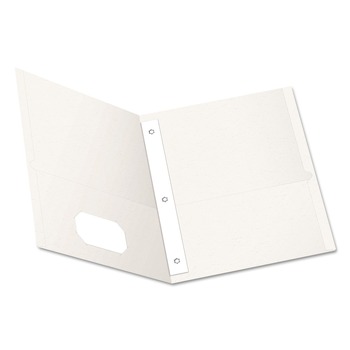Oxford 11 in. x 8.5 in. 0.5 in. Capacity Twin-Pocket Folders with 3 Fasteners - White (25/Box)