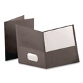 Office Jansan | Oxford 53406EE Linen Finish Twin Pocket Letter Folders - Black (25/Box) image number 3