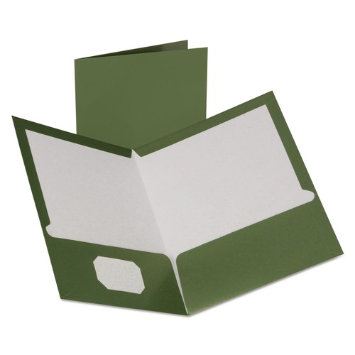 Office Jansan | Oxford 5049560 100-Sheet Capacity 8.5 in. x 11 in. Two-Pocket Laminated Folder - Metallic Green (25/Box) image number 0