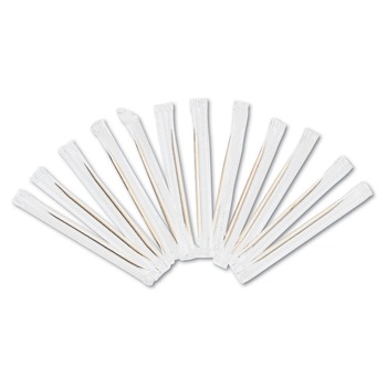 AmerCareRoyal RIW15 2.5 in. Cello-Wrapped Round Wood Toothpicks - Natural (15000/Carton)