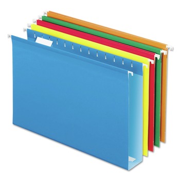 Pendaflex 1/5-Cut Tabs 2 in. Capacity Legal Size Extra Capacity Reinforced Hanging File Folders with Box Bottom - Assorted Colors (25/Box)