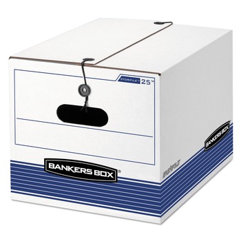 Bankers Box 0002501 12.25 in. x 16 in. x 11 in. Letter/Legal Files Medium-Duty Strength Storage Boxes - White,Blue (4/Carton)