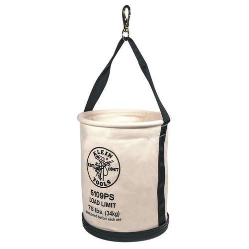 Klein Tools 5109PS 12 in. Canvas Straight-Wall Bucket with Pocket and Swivel Snap image number 0