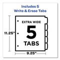 Office Jansan | Avery 16825 5-Tab 11.13 in. x 9.25 in. Write and Erase Durable Plastic Dividers with Straight Pocket - White (1-Set) image number 2