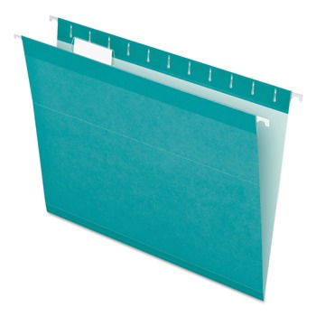 Pendaflex 1/5-Cut Tabs Colored Reinforced Hanging Folders - Letter Size/Aqua (25/Box)