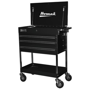 Homak BK05500200 34 in. Professional 3-Drawer Service Cart - Black