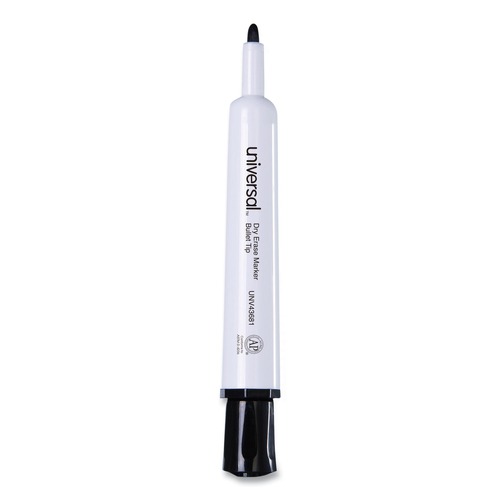 Universal UNV43681 Medium Bullet Tip Dry Erase Marker - Black (12-Piece) image number 0