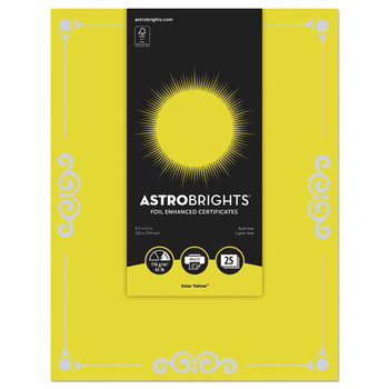 Astrobrights 91096 Foil Enhanced 8-1/2 in. x 11 in. Certificates - Solar Yellow (25-Piece/Pack)