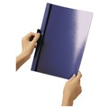 Office Jansan | Durable 221428 Holds 60 Pages Letter Vinyl Duraclip Report Cover with Clip  - Clear/Navy (25/Box) image number 4