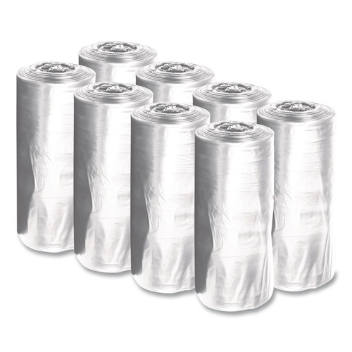 Trash Bags | Boardwalk H5645TCKR01 23 Gallon 0.9 mil 28 in. x 45 in. Perforated Roll Linear Low Density Can Liners - Clear (25 Bags/Roll, 8 Rolls/Carton) image number 0