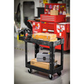 Utility Carts | Rubbermaid Commercial FG450088BLA Heavy-Duty 2-Shelf 750 lbs. Capacity 17-1/8 in. x 38-1/2 in. x 38-7/8 in. Utility Cart - Black image number 4