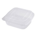 Food Service | World Centric KL-CS-8N 8.3 in. x 8.6 in. x 3.1 in. 46 oz. PLA Plastic Hinged Clamshells - Clear (300/Carton) image number 0