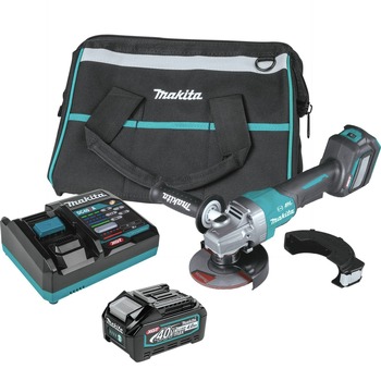 Makita 40V max XGT Brushless Lithium-Ion 4-1/2 in./5 in. Cordless Paddle Switch Angle Grinder Kit with Electric Brake and AWS (4 Ah)