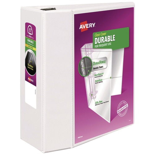 Office Jansan | Avery 09901 11 in. x 8.5 in. 3 Rings 5 in. Capacity Durable View Binder with DuraHinge and EZD Rings - White image number 0