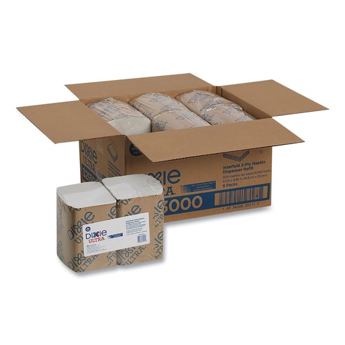 Paper Towels and Napkins | Georgia-Pacific 3213000 6-1/2 in. x 9-7/8 in. 2-Ply Interfold Napkin Refills - White (500/Pack, 6-Packs/Carton) image number 0
