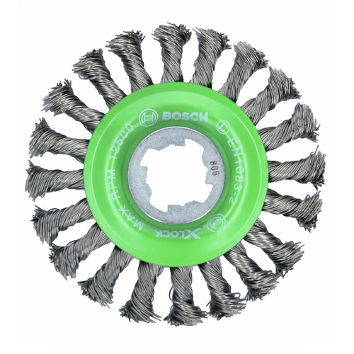 Grinding Wheels | Bosch WBX429 X-LOCK Arbor Stainless Steel Full Cable Knotted 4-1/2 in. Wire Wheel image number 0