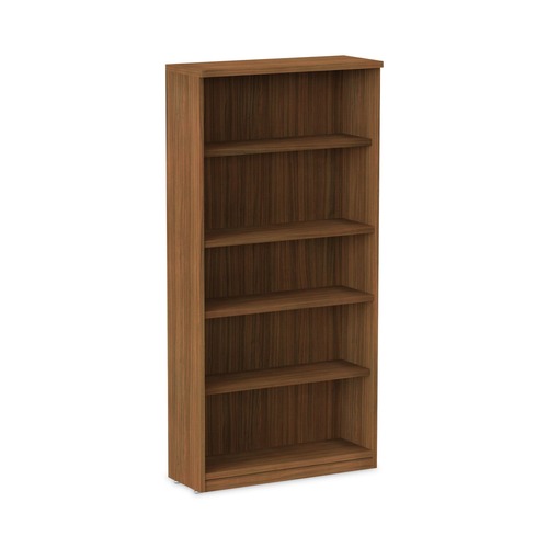  | Alera ALEVA636632WA 31.75 in. x 14 in. x 64.75 in. Valencia Series 5-Shelf Bookcase - Modern Walnut image number 0