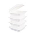 Food Trays, Containers, and Lids | Boardwalk HL-91BW 9 in. x 9 in. x 3.19 in. 1-Compartment Hinged-Lid Sugarcane Bagasse Food Containers - White (100/Sleeve, 2 Sleeves/Carton) image number 1