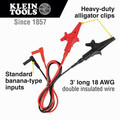 Detection Tools | Klein Tools 69381 2-Piece 3 ft. Heavy-Duty Alligator Clip Test Leads Set image number 1