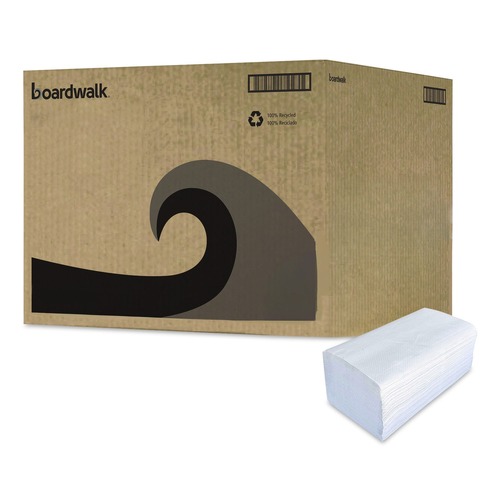 New Year New Savings! Save $25 off $150 | Boardwalk BWK52GREEN 9.13 in. x 10.25 in. 1-Ply Green Single-Fold Towels - Natural White (16 Packs/Carton) image number 0