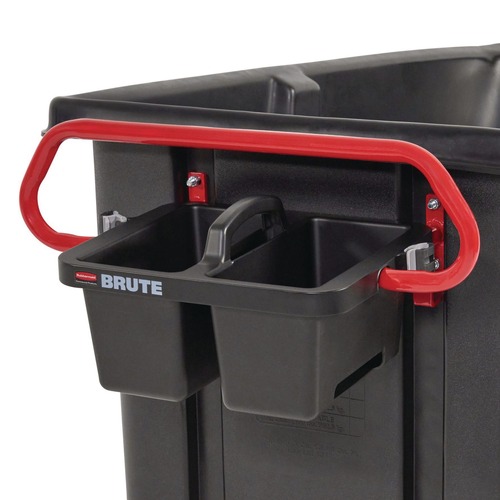 Trash & Waste Bins | Rubbermaid Commercial 2229066 BRUTE 25.45 in. x 25.45 in. x 15 in. Ergonomic Rotomolded Tilt Truck Handle and Caddy - Red/Black image number 0
