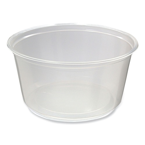 Bulk Savings Pricing 3 | Fabri-Kal 000000000009505114 4.6 in. Diameter x 2.3 in. h 12 oz Plastic Microwavable Deli Containers - Clear (500/Carton) image number 0