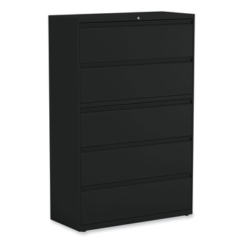 Alera 42 in. x 18.63 in. x 67.63 in. 5 Legal/Letter/A4/A5 Size Lateral File Drawers - Black