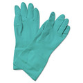 Disposable Gloves | Boardwalk BWK183M Flock-Lined Nitrile Gloves - Medium, Green (12-Piece) image number 0