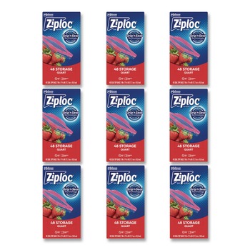 Ziploc 1 Quart 1.75 mil. 9.63 in. x 8.5 in. Double Zipper Storage Bags - Clear (9/Carton)
