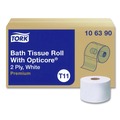 Toilet Paper | Tork 106390 2-Ply Septic Safe Premium Bath Tissue Roll with OptiCore - White (36/Carton) image number 0