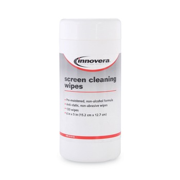 Innovera IVR51510 Pop-Up Tub Antistatic Screen Cleaning Wipes (120-Sheet/Pack)