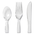 Cutlery | Dixie CH0180DX7 Cutlery Keeper Tray with Plastic Forks/Knives/Spoons - Clear (180/Box) image number 3