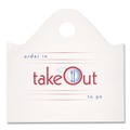 Food Service | AmerCareRoyal RPWB1919 19 in. x 9.5 in. x 19 in. Take-Out Labeling Cut-Out Handles Wave Top To-Go Bags - White/Blue/Red (500/Carton) image number 0