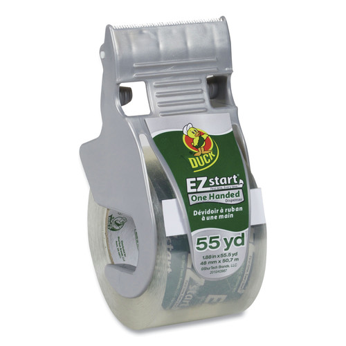 Packing Tapes | Duck 1259457 EZ Start 1.88 in. x 55.5 yards 1.5 in. Core Premium Packaging Tape with Dispenser - Clear (1-Roll) image number 0