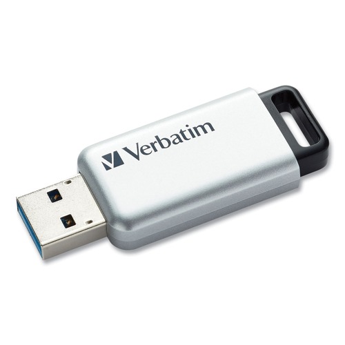 Office Electronics & Batteries | Verbatim 70057 128 GB Store 'n' Go Secure Pro USB Flash Drive with AES 256 Encryption - Silver image number 0